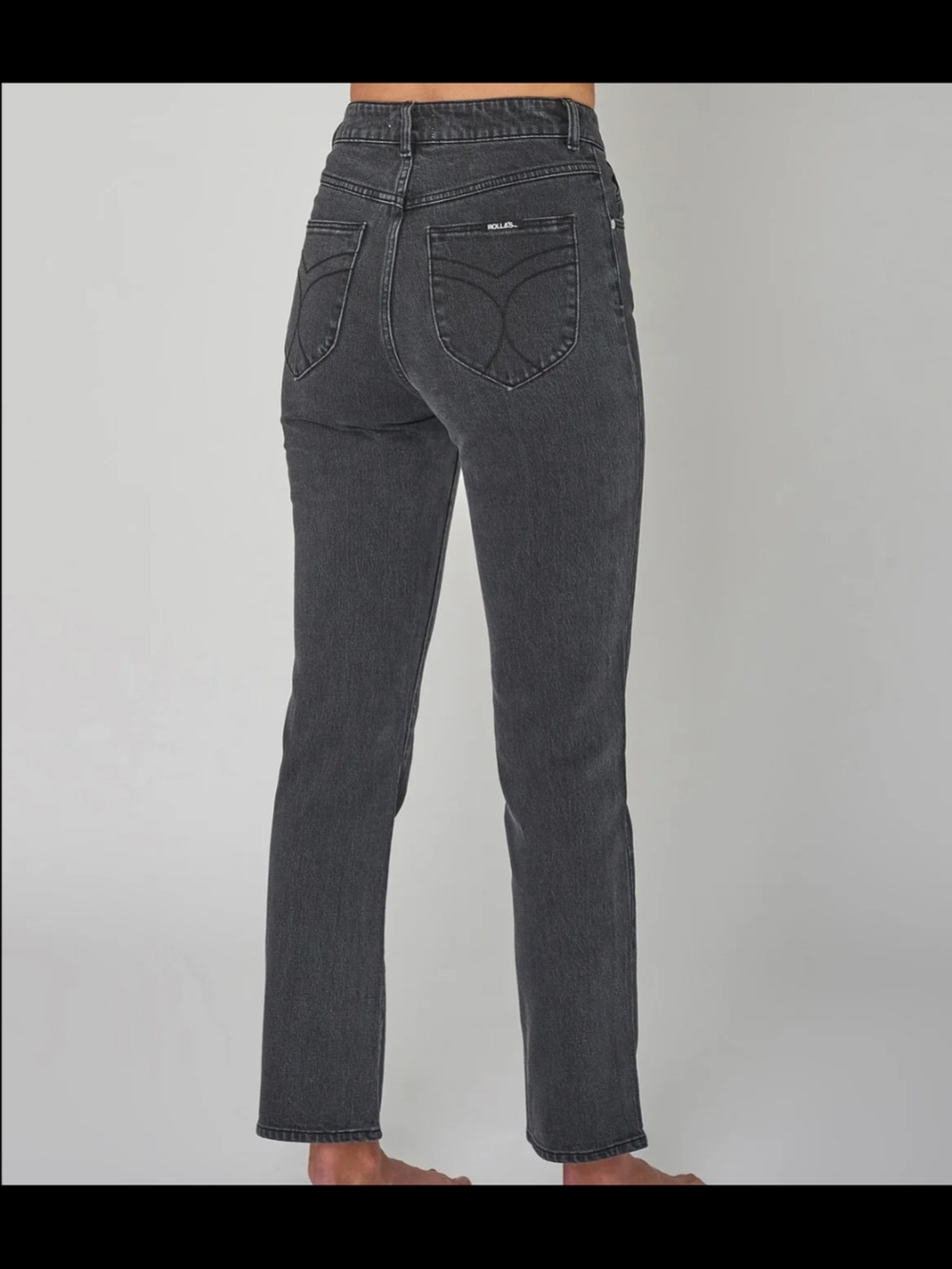 ROLLA'S Original Straight High-Waist Jeans in Washed Black